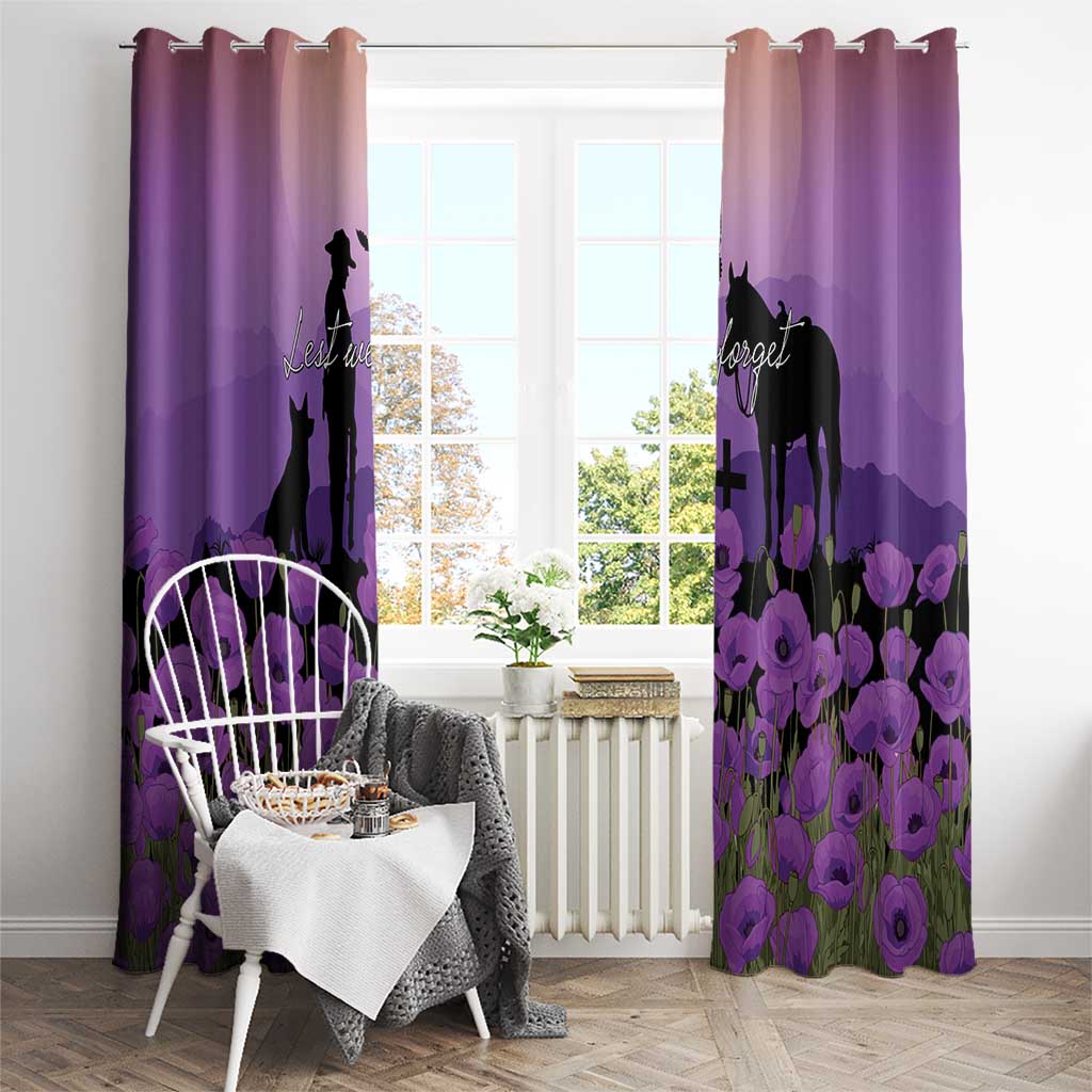 Australia ANZAC Animal Heroes Window Curtain Purple Poppies