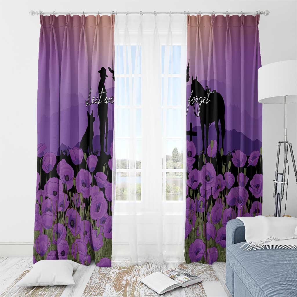 Australia ANZAC Animal Heroes Window Curtain Purple Poppies