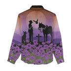 Australia ANZAC Animal Heroes Women Casual Shirt Purple Poppies