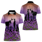 Australia ANZAC Animal Heroes Women Polo Shirt Purple Poppies