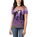 Australia ANZAC Animal Heroes Women Polo Shirt Purple Poppies
