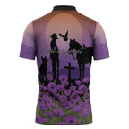 Australia ANZAC Animal Heroes Zipper Polo Shirt Purple Poppies