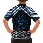 New Zealand Matariki Family Matching Off The Shoulder Long Sleeve Dress and Hawaiian Shirt Galaxy Styled Taniko