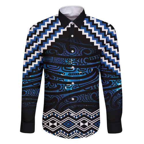 New Zealand Matariki Family Matching Off The Shoulder Long Sleeve Dress and Hawaiian Shirt Galaxy Styled Taniko