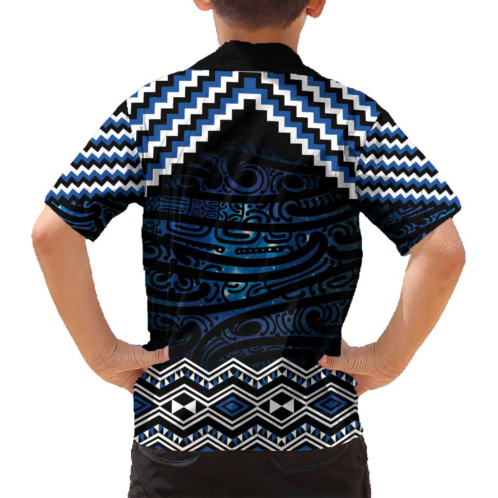 New Zealand Matariki Family Matching Off Shoulder Maxi Dress and Hawaiian Shirt Galaxy Styled Taniko