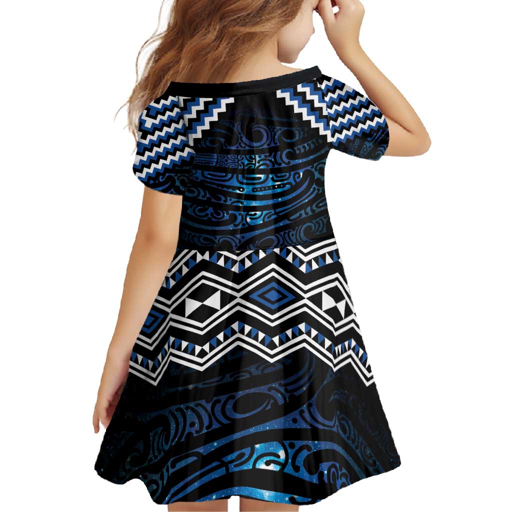 New Zealand Matariki Family Matching Off Shoulder Maxi Dress and Hawaiian Shirt Galaxy Styled Taniko
