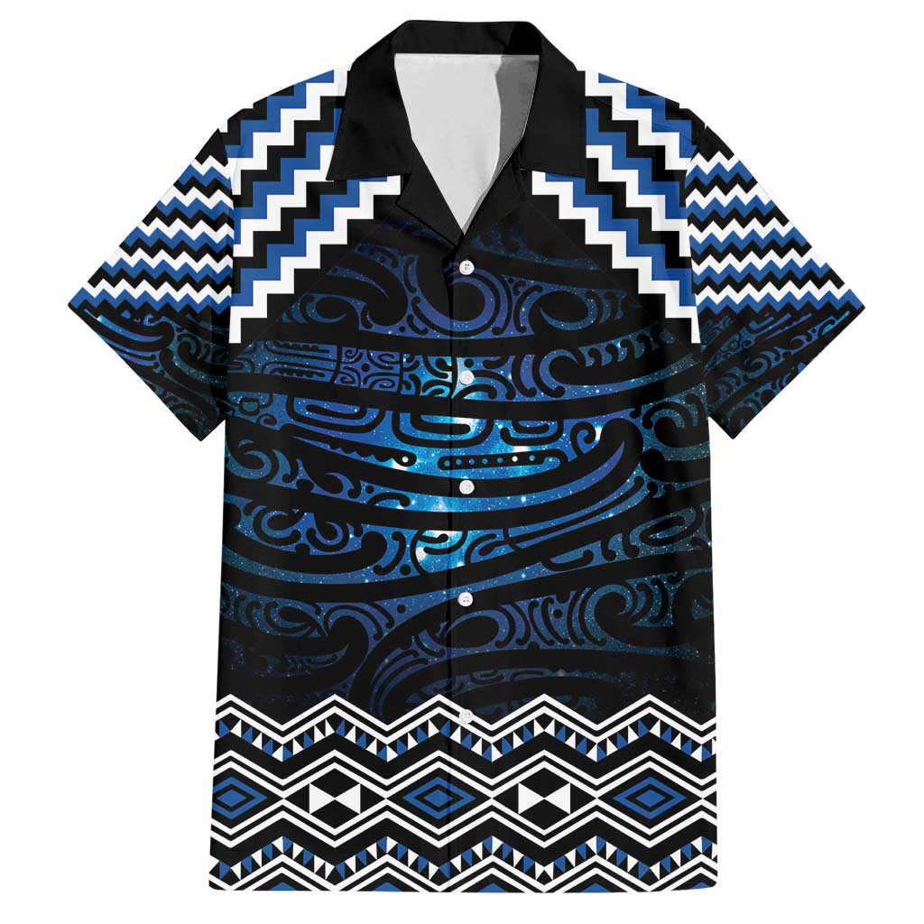New Zealand Matariki Family Matching Off Shoulder Maxi Dress and Hawaiian Shirt Galaxy Styled Taniko