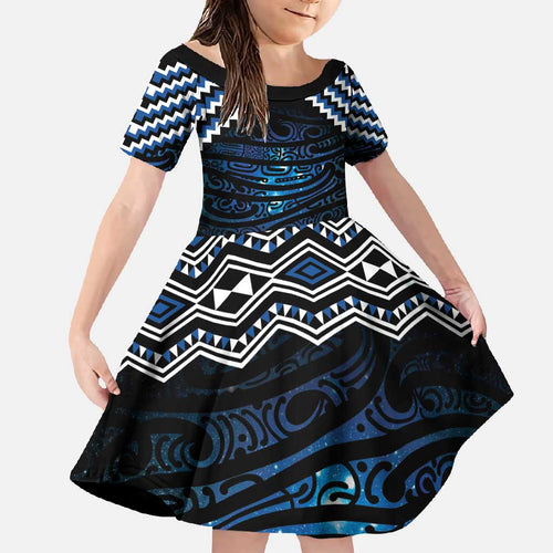 New Zealand Matariki Family Matching Tank Maxi Dress and Hawaiian Shirt Galaxy Styled Taniko
