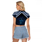 New Zealand Matariki Raglan Cropped T Shirt Galaxy Styled Taniko