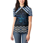 New Zealand Matariki Women Polo Shirt Galaxy Styled Taniko