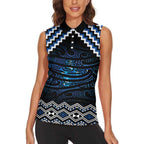New Zealand Matariki Women Sleeveless Polo Shirt Galaxy Styled Taniko