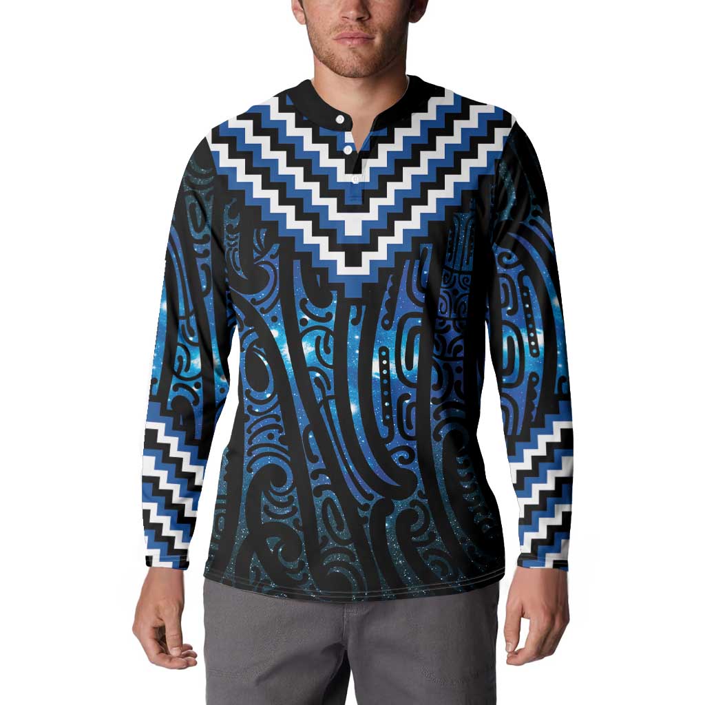 New Zealand Matariki Button Sweatshirt Galaxy Poutama Motifs