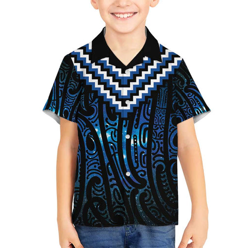 New Zealand Matariki Family Matching Long Sleeve Bodycon Dress and Hawaiian Shirt Galaxy Poutama Motifs