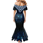 New Zealand Matariki Family Matching Mermaid Dress and Hawaiian Shirt Galaxy Poutama Motifs