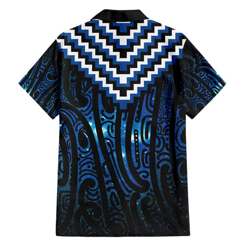 New Zealand Matariki Family Matching Off The Shoulder Long Sleeve Dress and Hawaiian Shirt Galaxy Poutama Motifs