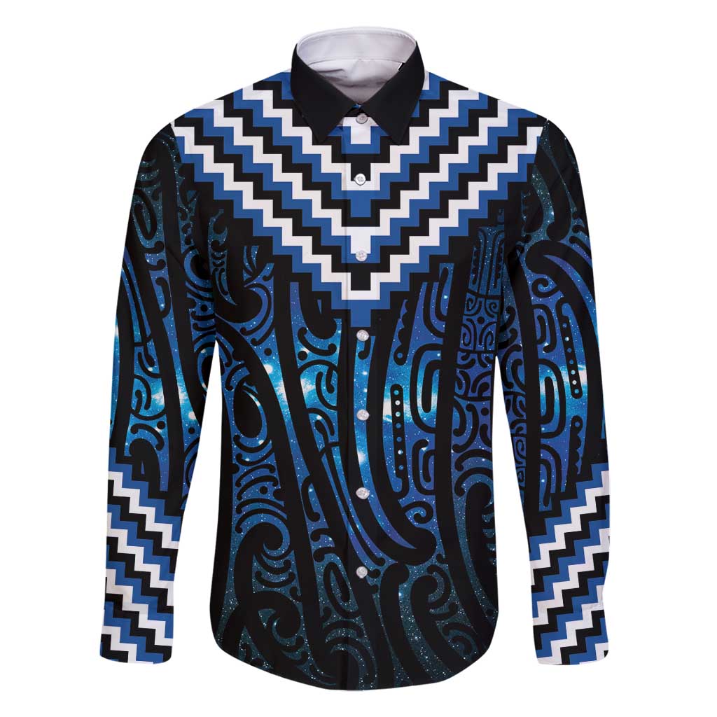 New Zealand Matariki Family Matching Off Shoulder Maxi Dress and Hawaiian Shirt Galaxy Poutama Motifs