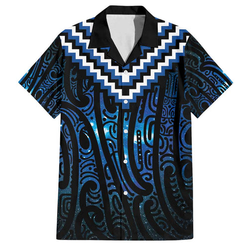 New Zealand Matariki Family Matching Puletasi and Hawaiian Shirt Galaxy Poutama Motifs
