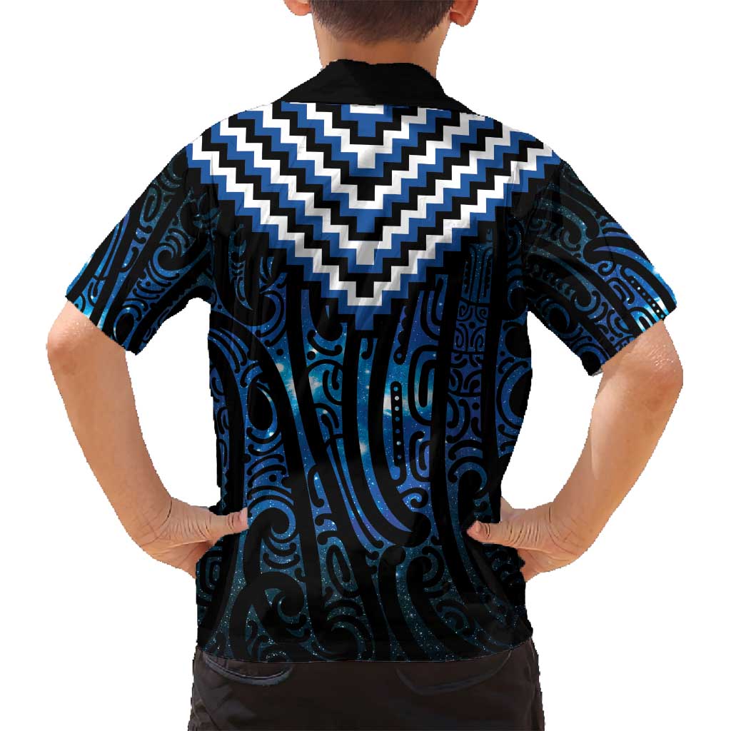 New Zealand Matariki Family Matching Tank Maxi Dress and Hawaiian Shirt Galaxy Poutama Motifs