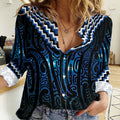 New Zealand Matariki Women Casual Shirt Galaxy Poutama Motifs