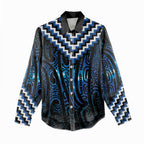 New Zealand Matariki Women Casual Shirt Galaxy Poutama Motifs