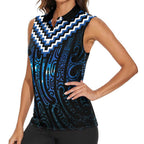 New Zealand Matariki Women Sleeveless Polo Shirt Galaxy Poutama Motifs