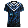 New Zealand Matariki Women V-Neck T-Shirt Galaxy Poutama Motifs