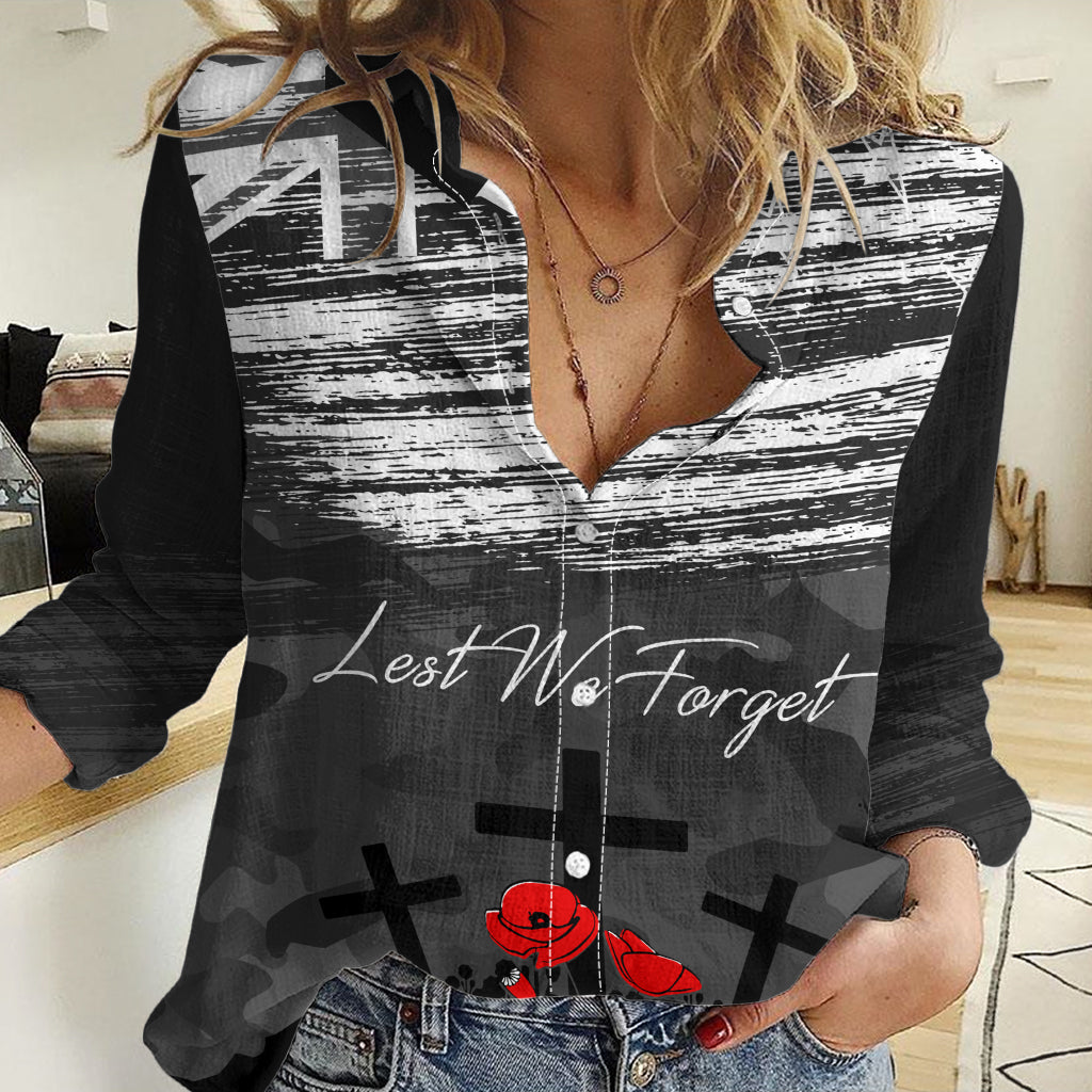 ANZAC DAY Women Casual Shirt Camo Style - Lest We Forget LT7