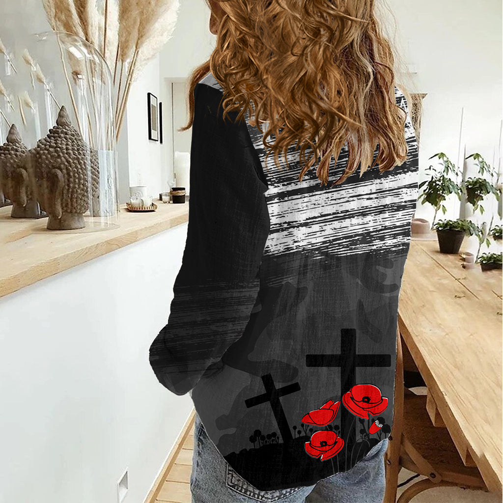 ANZAC DAY Women Casual Shirt Camo Style - Lest We Forget LT7