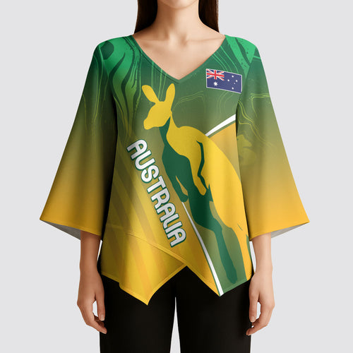 Australia Rugby Rivals Personalised Kimono Sleeve Blouse Modern Motif