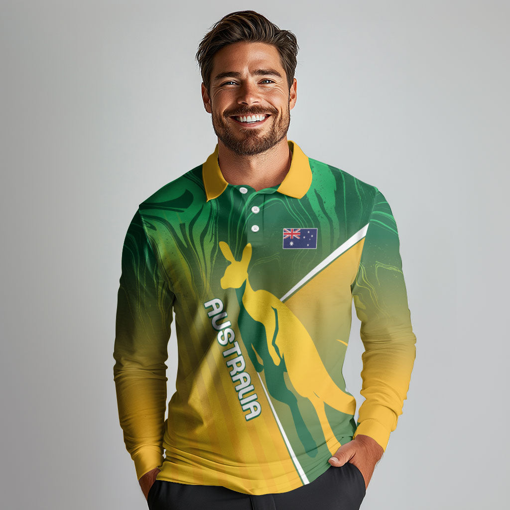 Australia Rugby Rivals Personalised Long Sleeve Polo Shirt Modern Motif