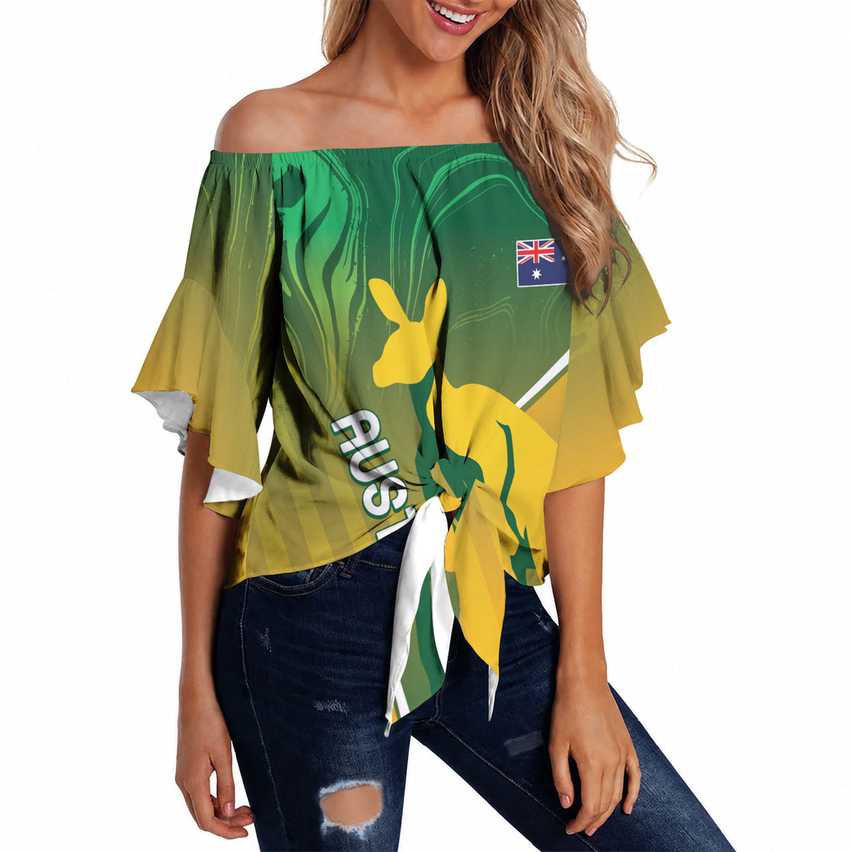 Australia Rugby Rivals Personalised Off Shoulder Wrap Waist Top Modern Motif