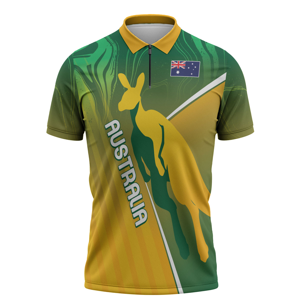 Australia Rugby Rivals Personalised Zipper Polo Shirt Modern Motif
