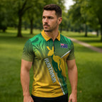 Australia Rugby Rivals Personalised Zipper Polo Shirt Modern Motif