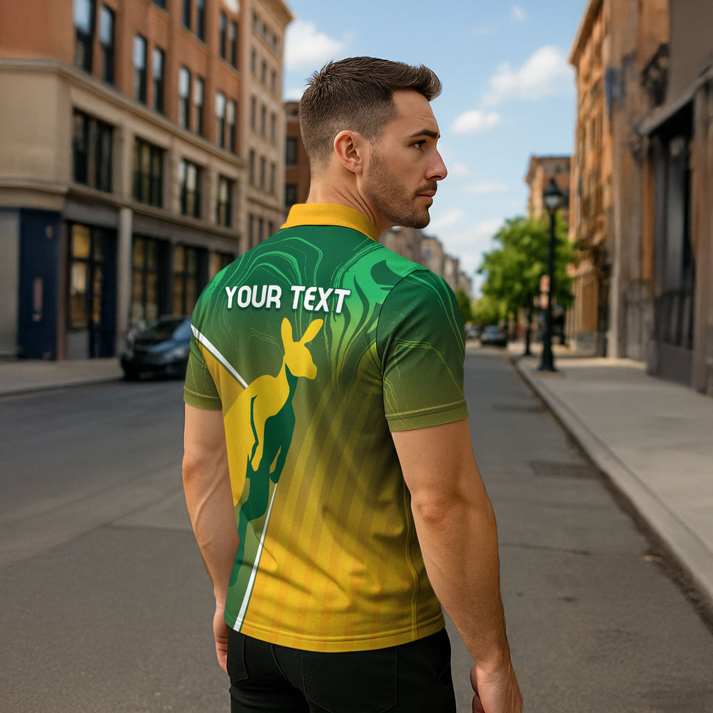Australia Rugby Rivals Personalised Zipper Polo Shirt Modern Motif