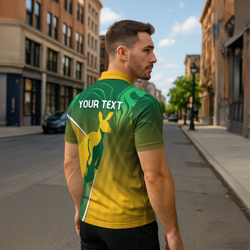 Australia Rugby Rivals Personalised Zipper Polo Shirt Modern Motif