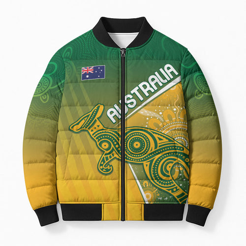 Australia Indigenous Personalised Wallabies Bomber Puffer Jacket Rugby Rivals