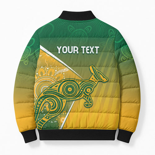 Australia Indigenous Personalised Wallabies Bomber Puffer Jacket Rugby Rivals