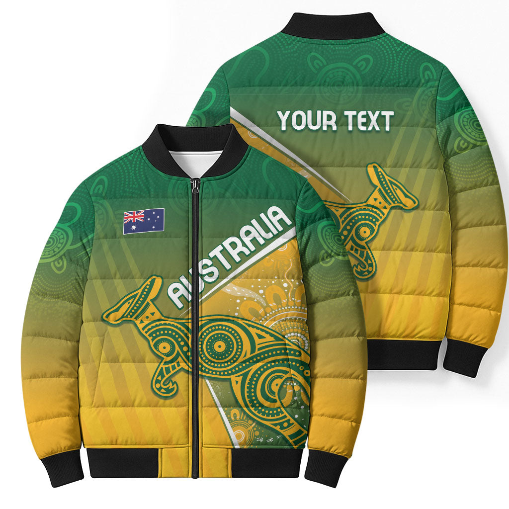 Australia Indigenous Personalised Wallabies Bomber Puffer Jacket Rugby Rivals