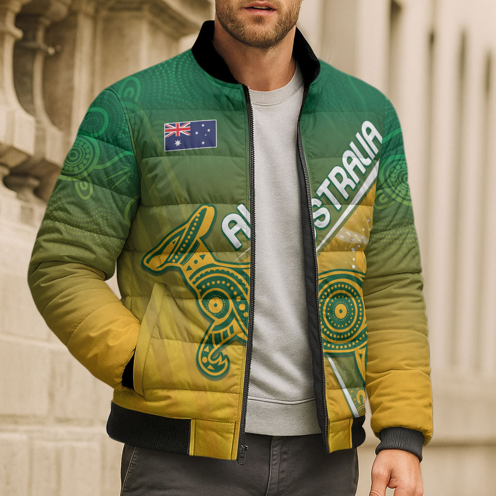 Australia Indigenous Personalised Wallabies Bomber Puffer Jacket Rugby Rivals