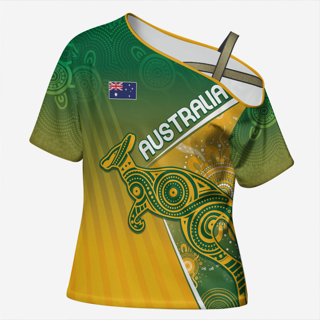 Australia Indigenous Personalised Wallabies Cross Shoulder Shirt Rugby Rivals