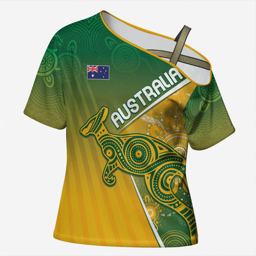 Australia Indigenous Personalised Wallabies Cross Shoulder Shirt Rugby Rivals