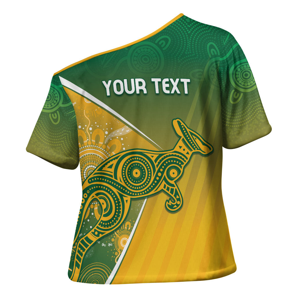 Australia Indigenous Personalised Wallabies Cross Shoulder Shirt Rugby Rivals