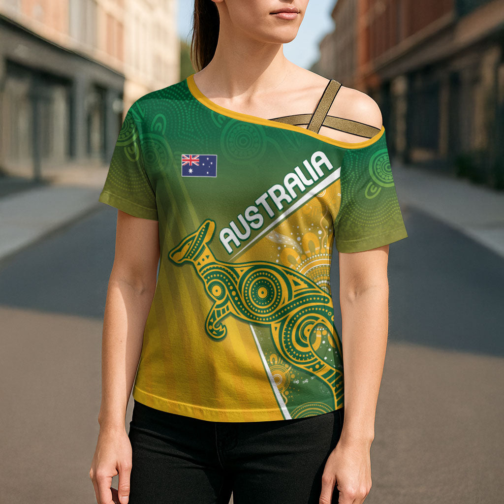 Australia Indigenous Personalised Wallabies Cross Shoulder Shirt Rugby Rivals