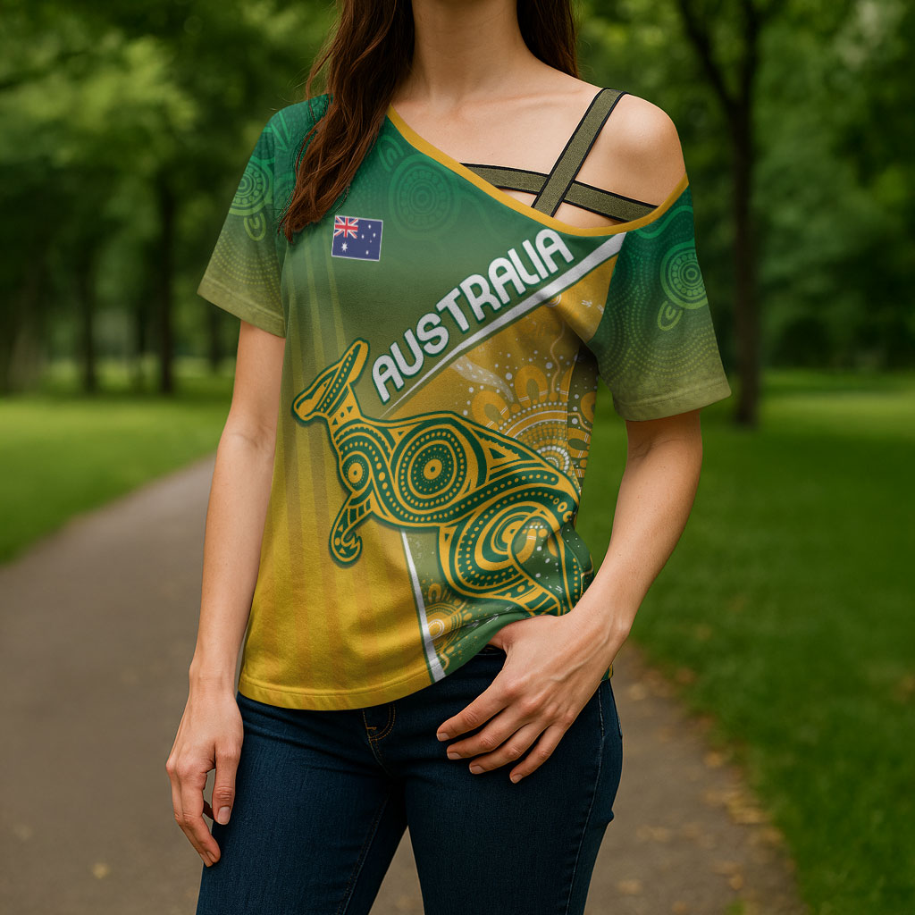 Australia Indigenous Personalised Wallabies Cross Shoulder Shirt Rugby Rivals