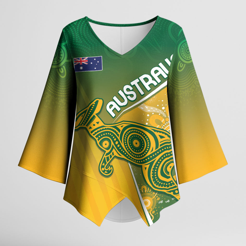 Australia Indigenous Personalised Wallabies Kimono Sleeve Blouse Rugby Rivals