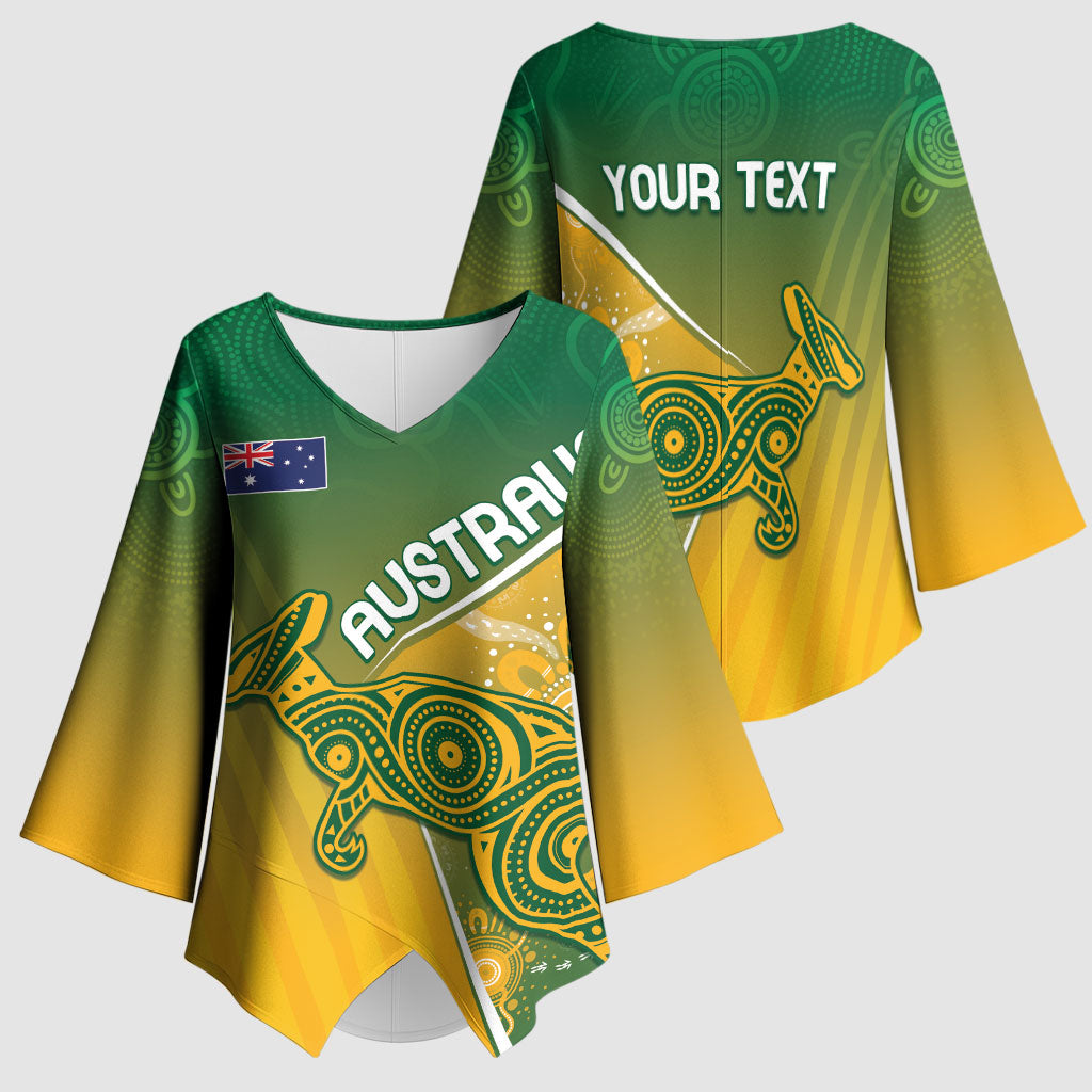 Australia Indigenous Personalised Wallabies Kimono Sleeve Blouse Rugby Rivals