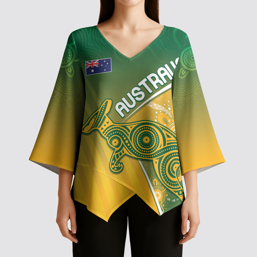 Australia Indigenous Personalised Wallabies Kimono Sleeve Blouse Rugby Rivals