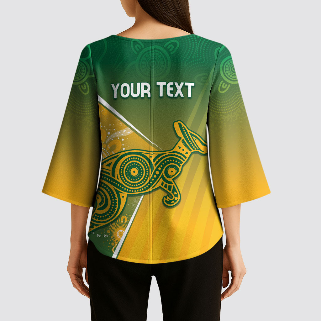 Australia Indigenous Personalised Wallabies Kimono Sleeve Blouse Rugby Rivals