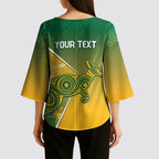 Australia Indigenous Personalised Wallabies Kimono Sleeve Blouse Rugby Rivals
