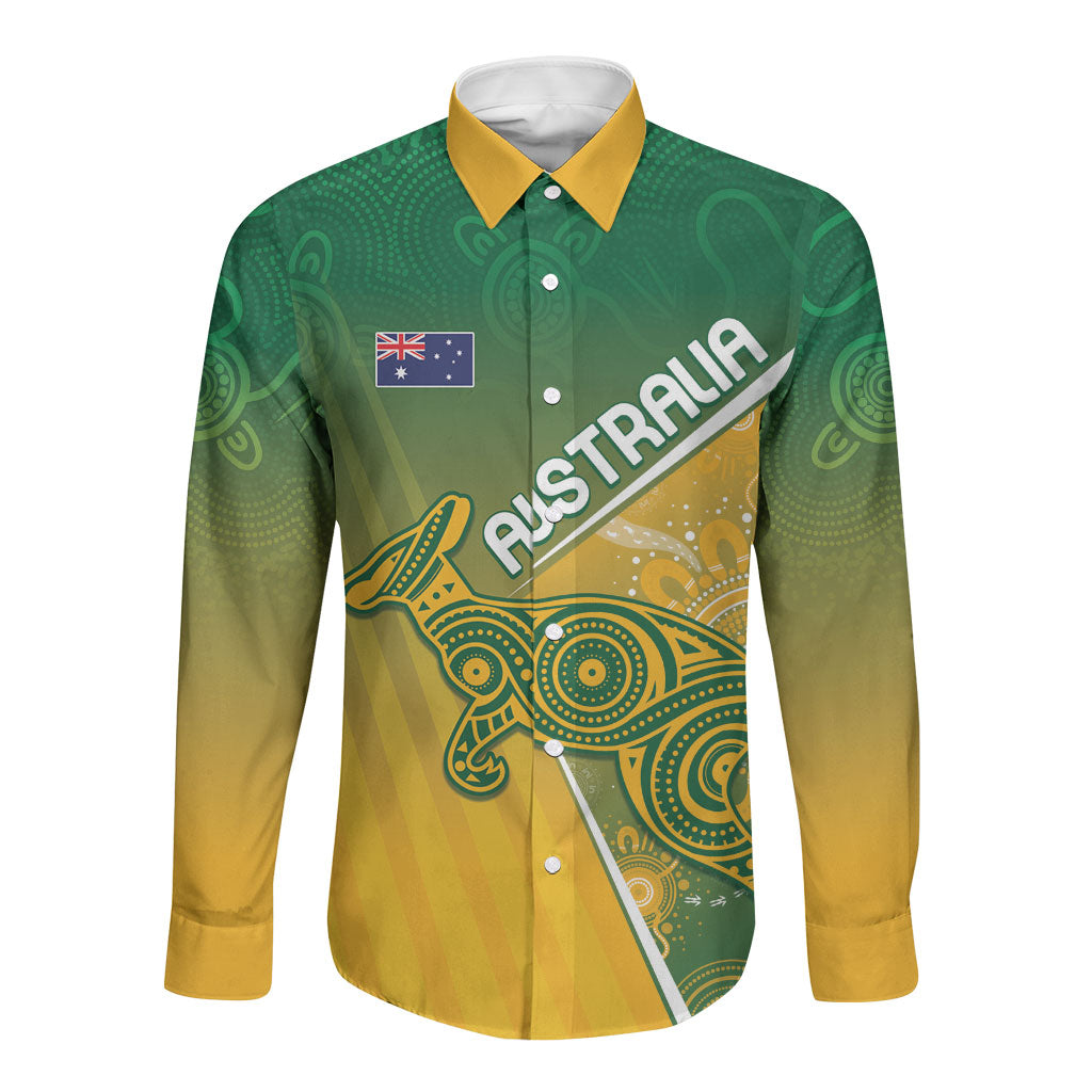 Australia Indigenous Personalised Wallabies Long Sleeve Button Shirt Rugby Rivals